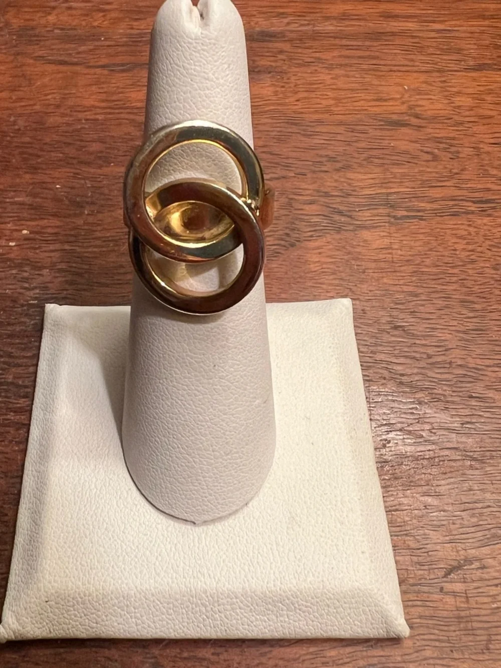 Vintage Napier Gold Tone Double Circle Ring Adjustable Size 6